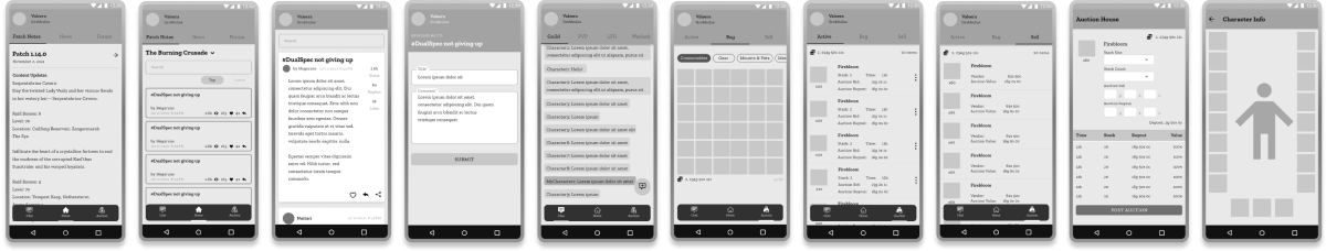 WOW andriod wireframes